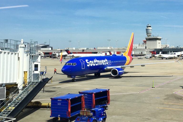 A Southwest Airlines 737 at the airport