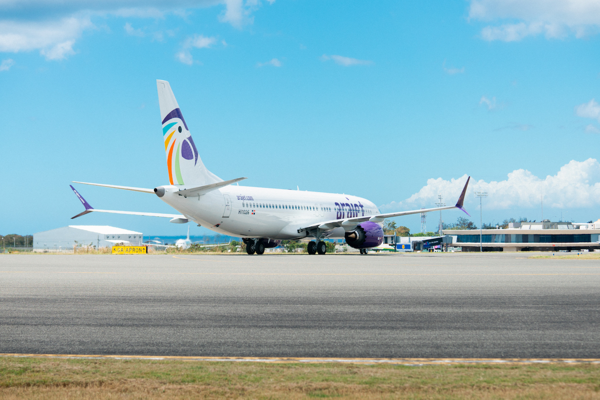 An Arajet Boeing 737 Max at the airport