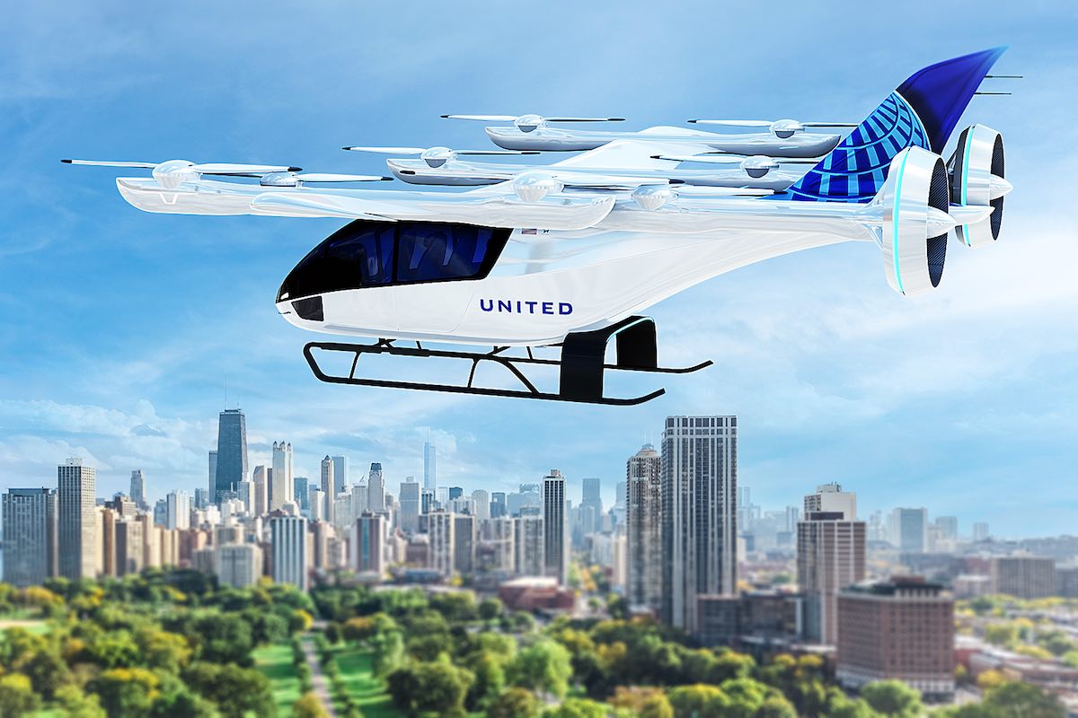 A render of an air taxi by United Airlines