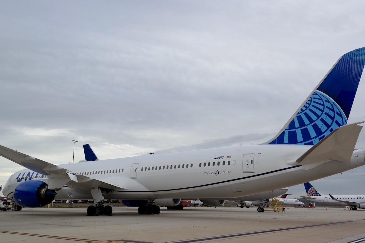 A United Boeing 787 sits at Washington Dulles airport