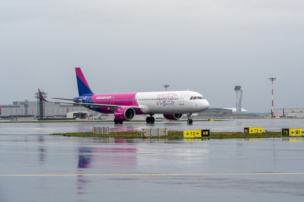 A Wizz Air Airbus jet at Istanbul Airport.