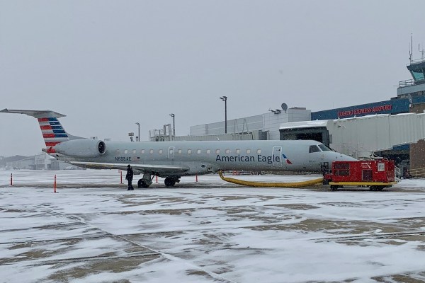 An American Eagle plane in Toledo, Ohio