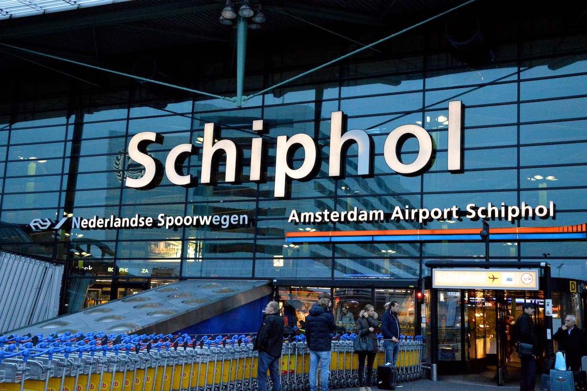 The entrance to Amsterdam's Schiphol airport