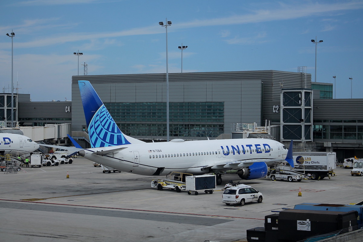 A United Airlines plane at the Fort Lauderdale airport