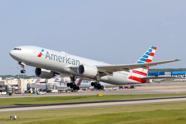 An American plane takes off from Charlotte, N.C.