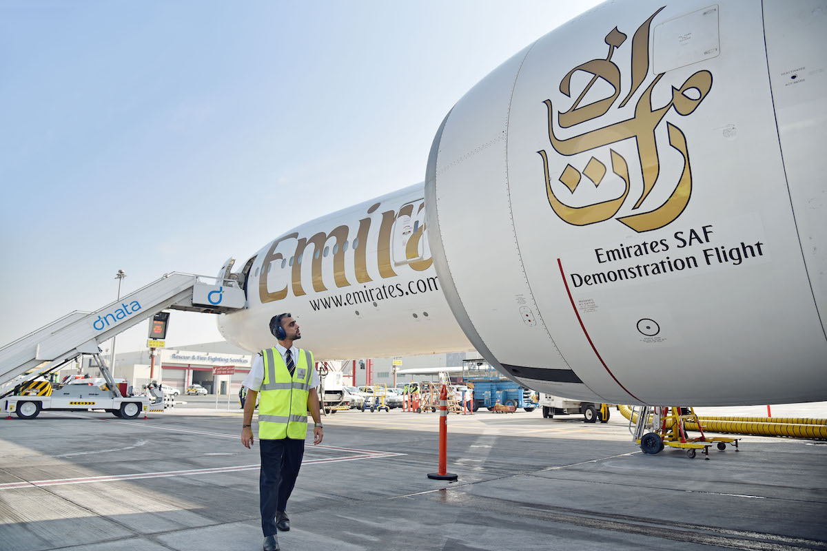 An Emirates flight powered entirely by sustainable fuels