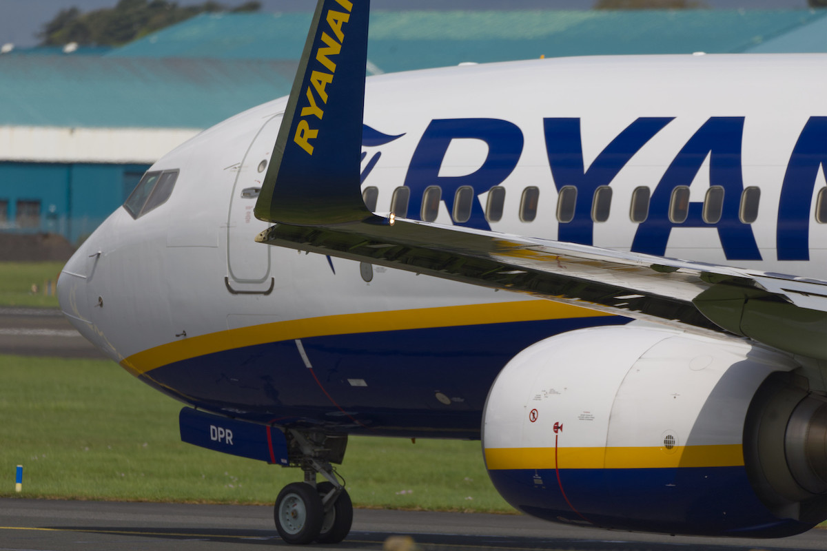 Ryanair Boeing 737 wing and nose