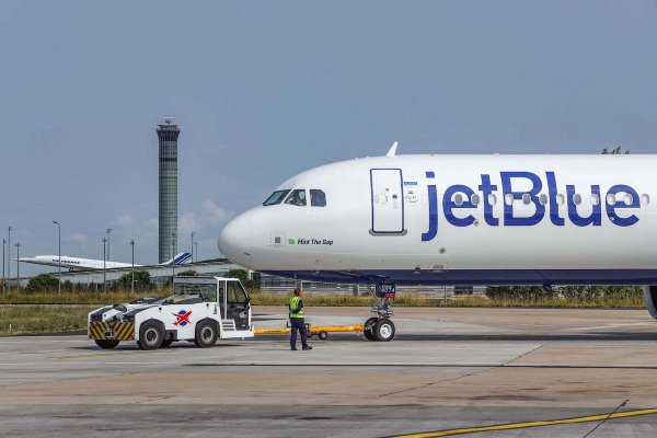 JetBlue plane at Paris Charles de Gaulle airport