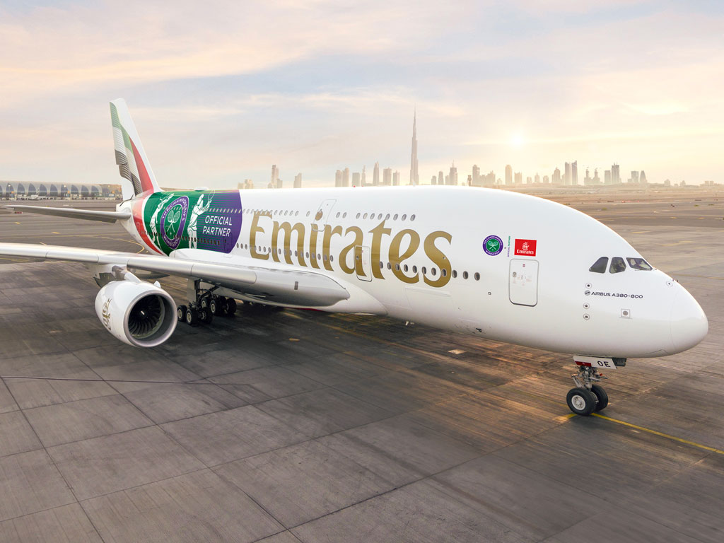 The Emirates Wimbledon A380 plane