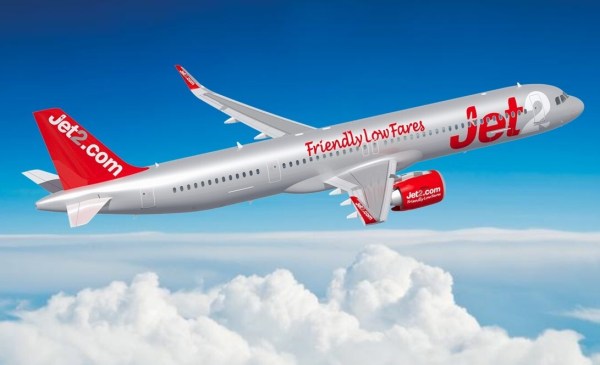 A rendering of an Jet2.com Airbus A321neo in flight.