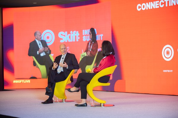 Air India CEO Campbell Wilson speaking with Skift Asia Editor Peden Doma Bhutia at Skift India Summit in March 2024.