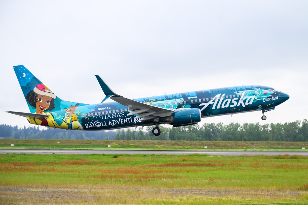 Alaska Airlines Disney Tiana’s Bayou Adventure aircraft