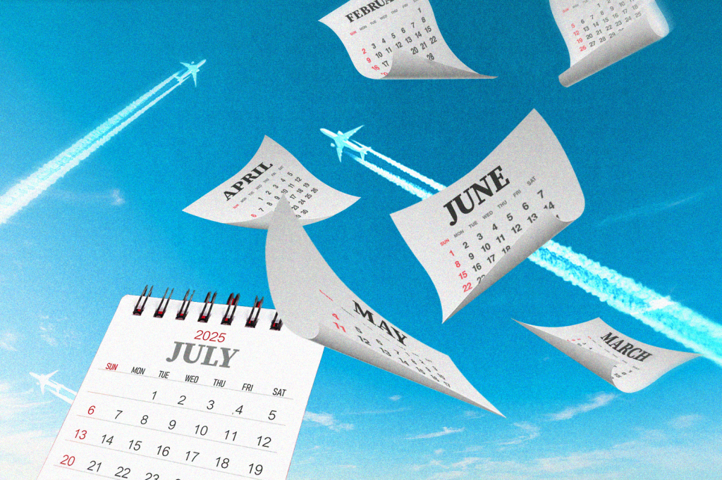 An illustration showing planes and a calendar.
