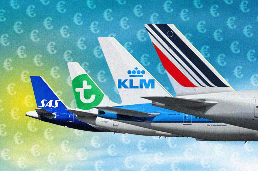 An illustration showing the aircraft tails of the AF-KLM Group.