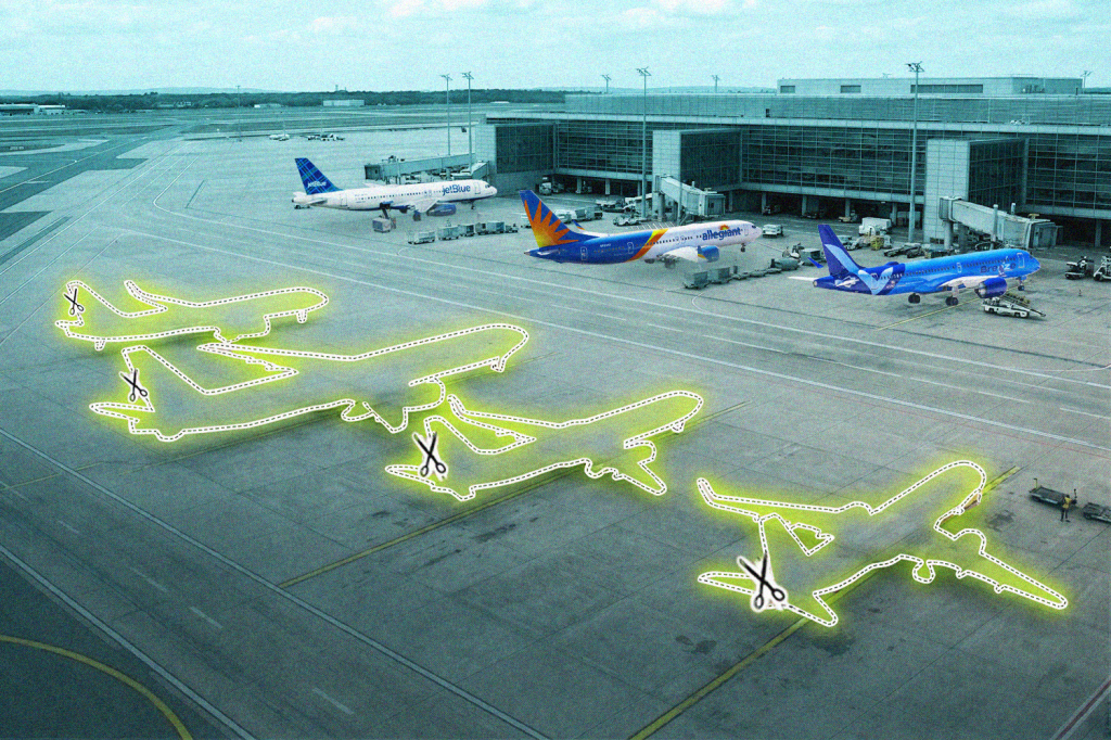 An illustration showing planes at the airport
