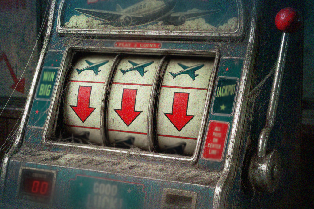 An illustration showing a fruit machine.